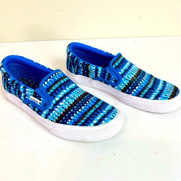 Vera Bradley Multi Blue Canvas Slip On Shoes Size 8.5 - Picture 2 of 8